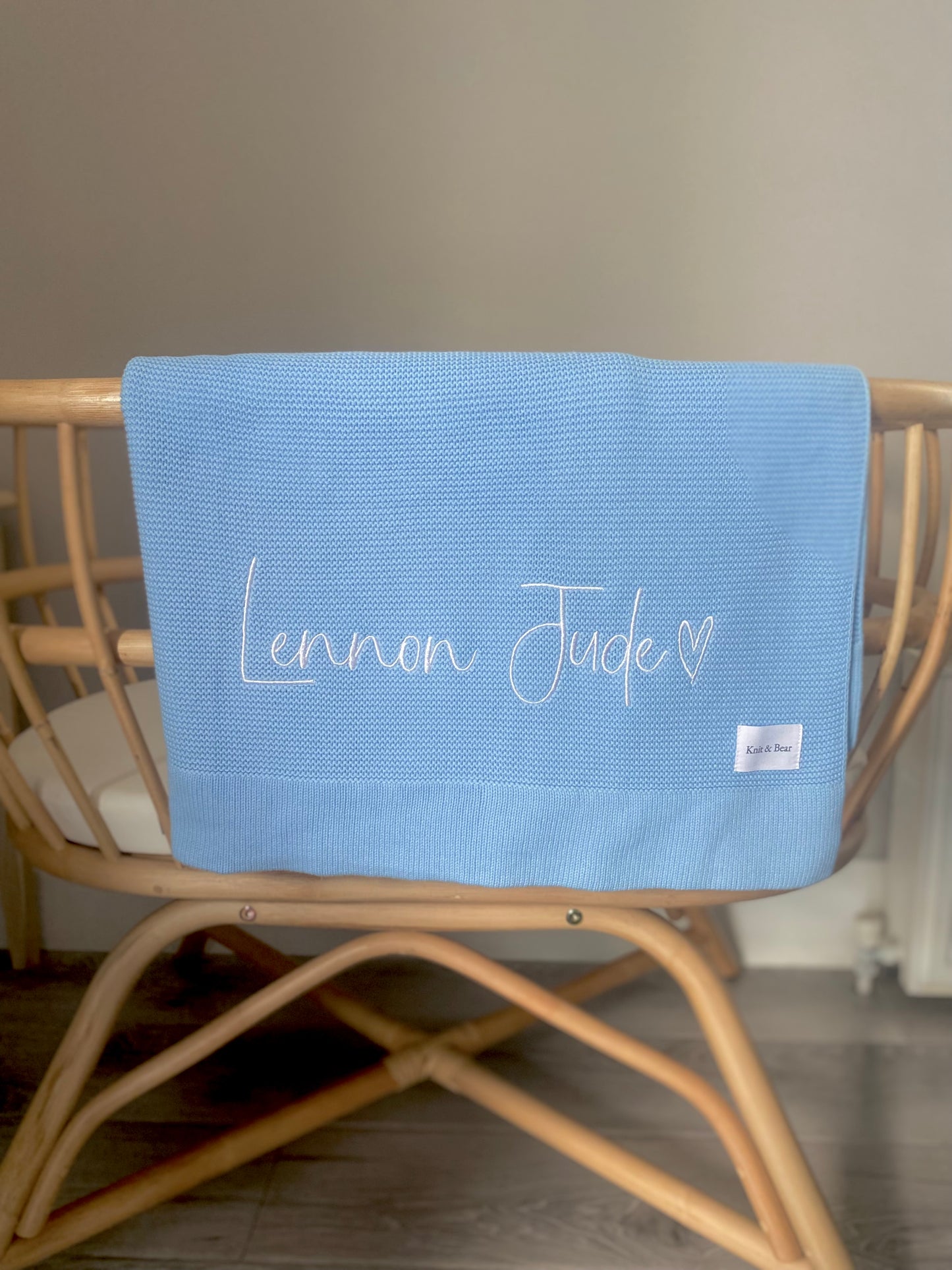 Plain Knit Blanket - Baby Blue