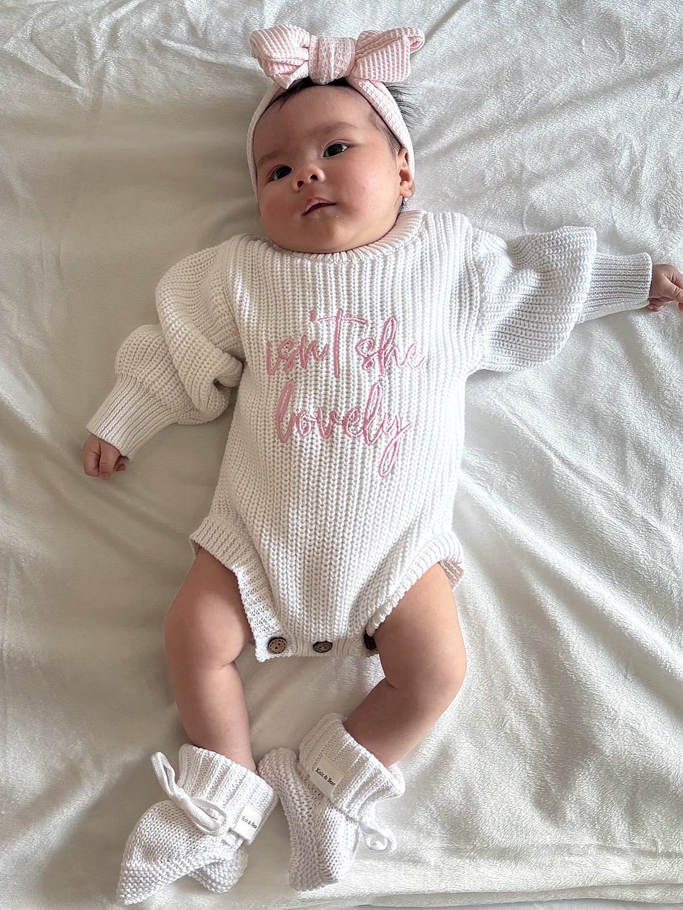 Buttoned Chunky Knit Romper - White