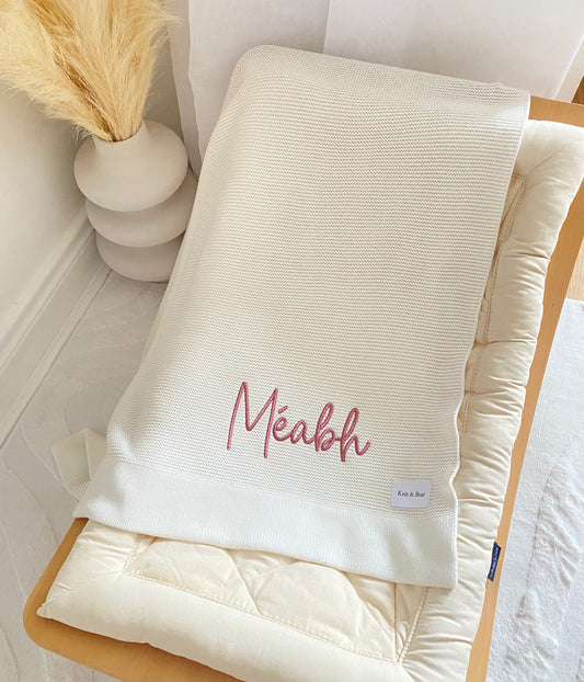 Plain Knit Blanket - Milk White