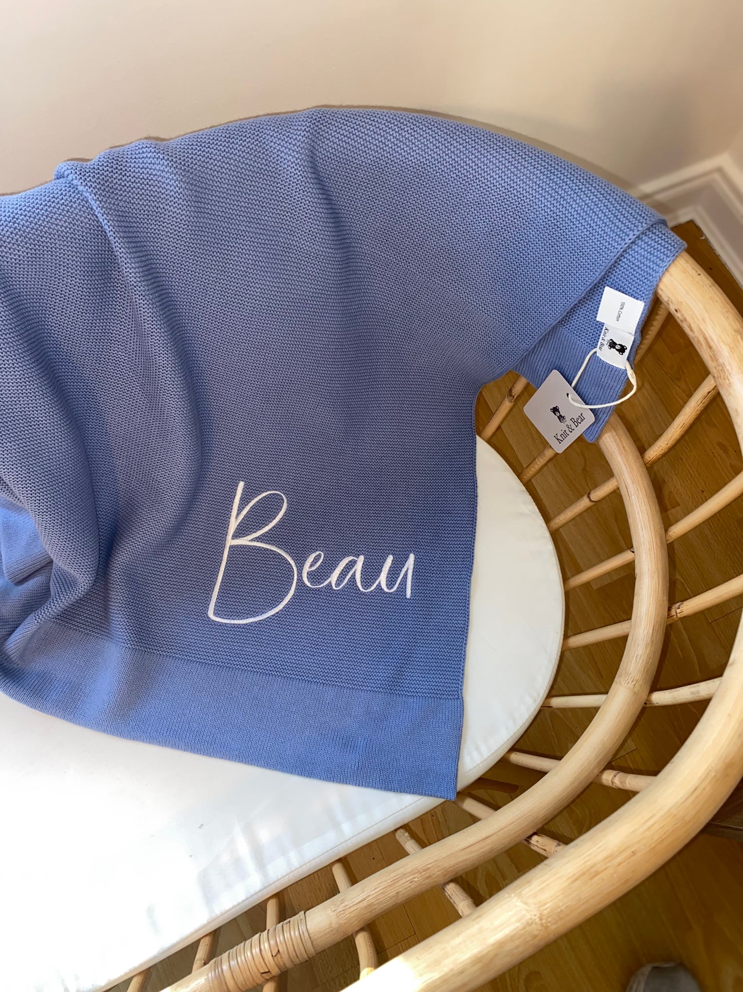Plain Knit Blanket - Deep Blue
