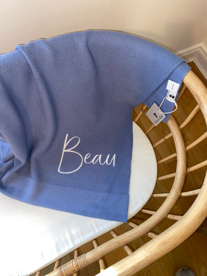 Plain Knit Blanket - Deep Blue