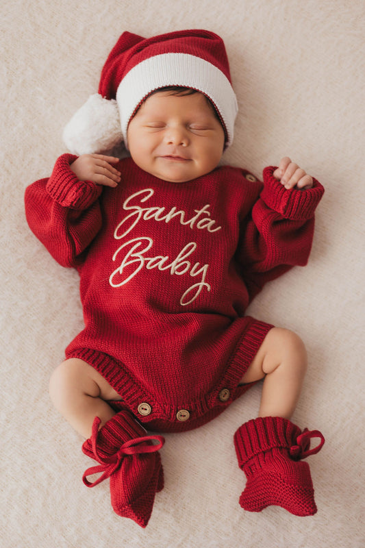 Santa Baby Romper - Deep Red
