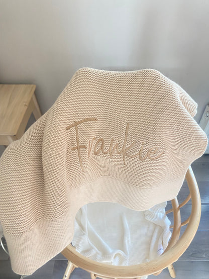 Plain Knit Blanket - Beige