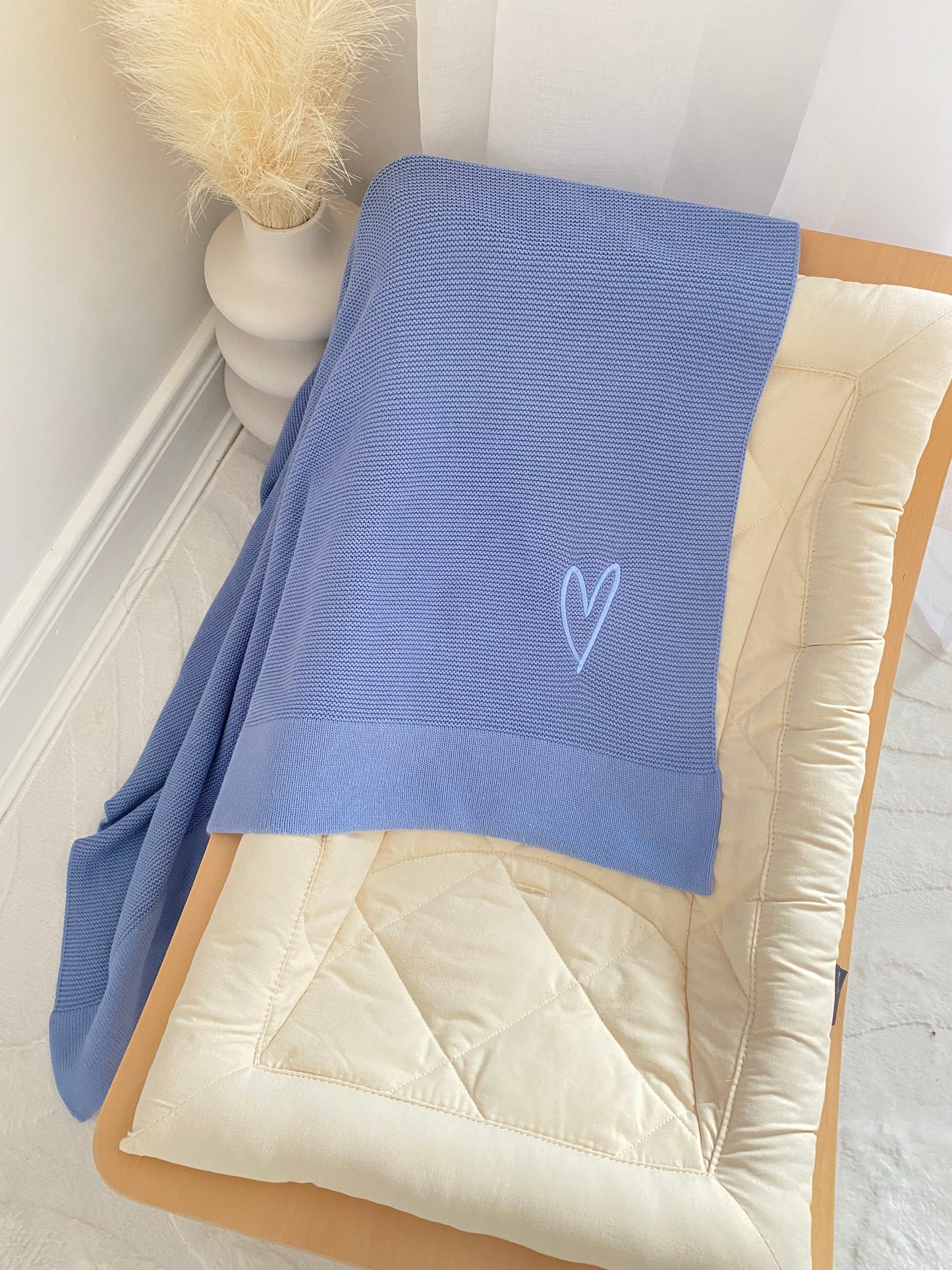 Plain Knit Blanket - Deep Blue