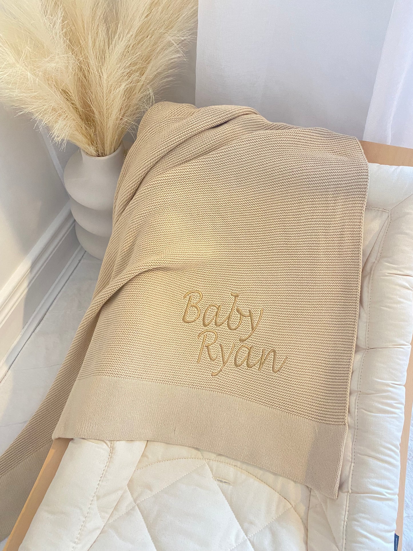 Plain Knit Blanket - Beige