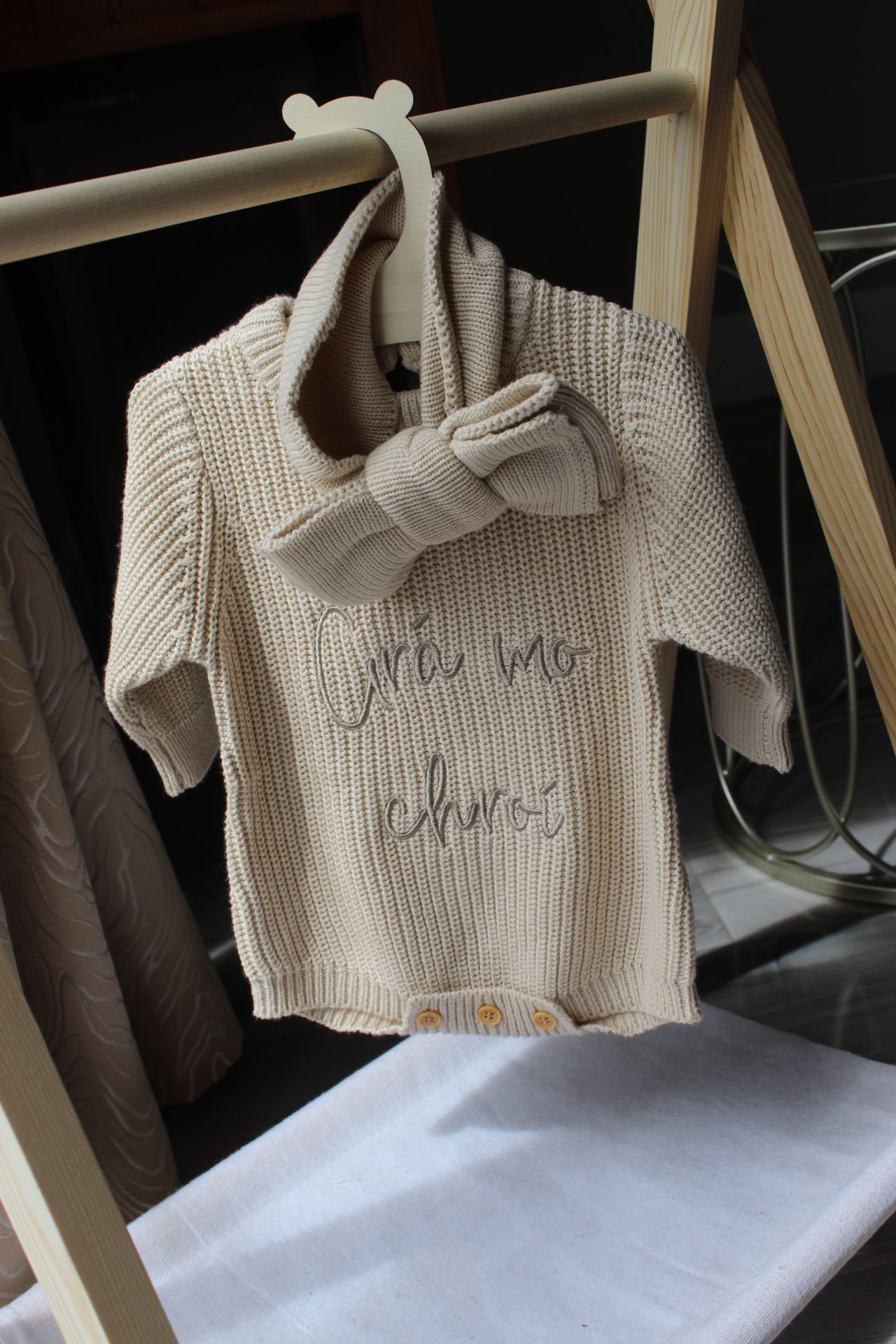 The Beige Headband Bundle - Beige Chunky Knit Romper