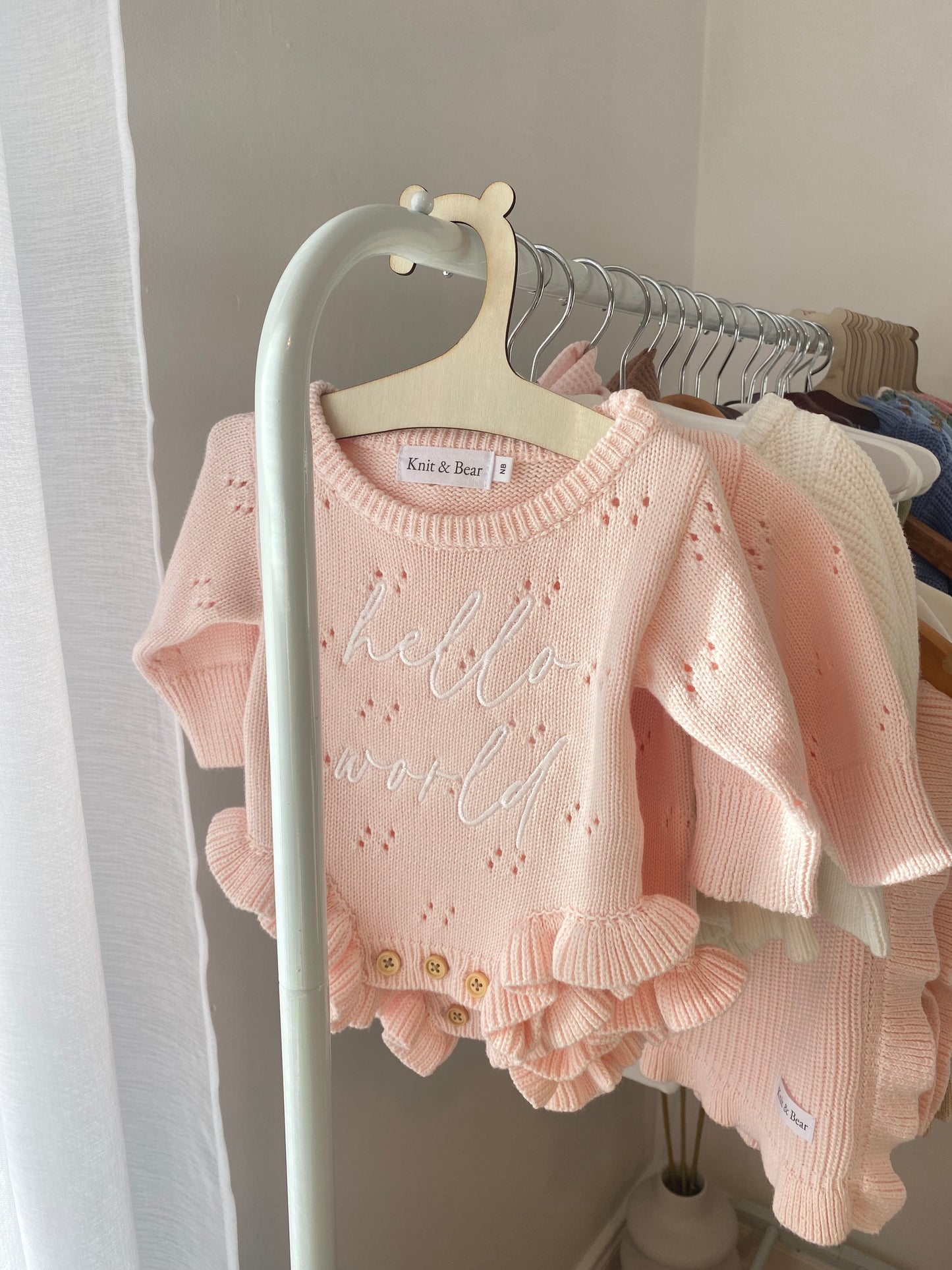 Pointelle Frill Romper - Baby Pink