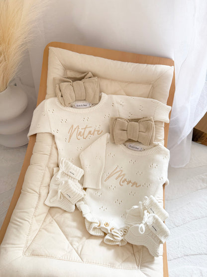 Pointelle Frill Romper - Milk White