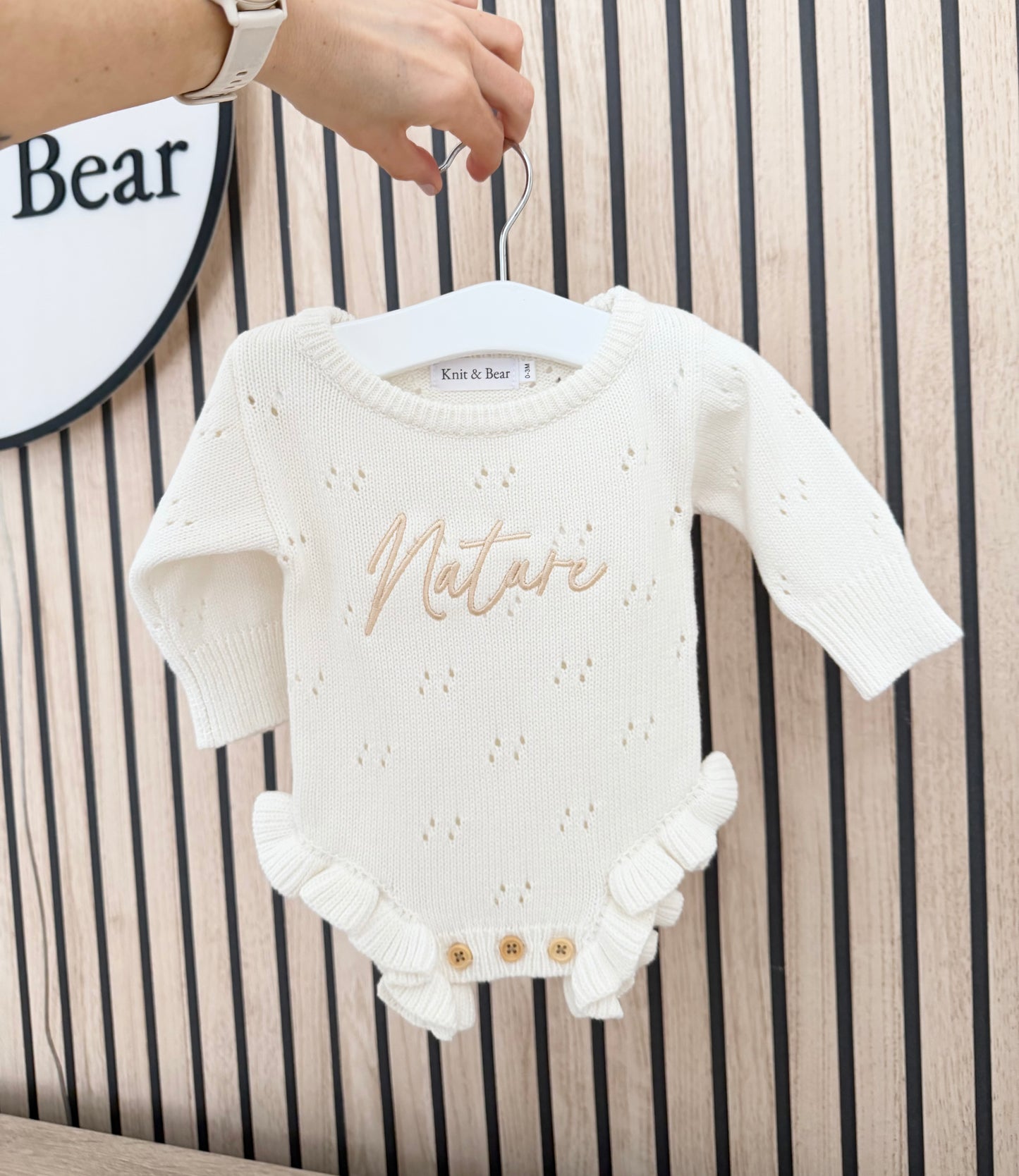 Pointelle Frill Romper - Milk White
