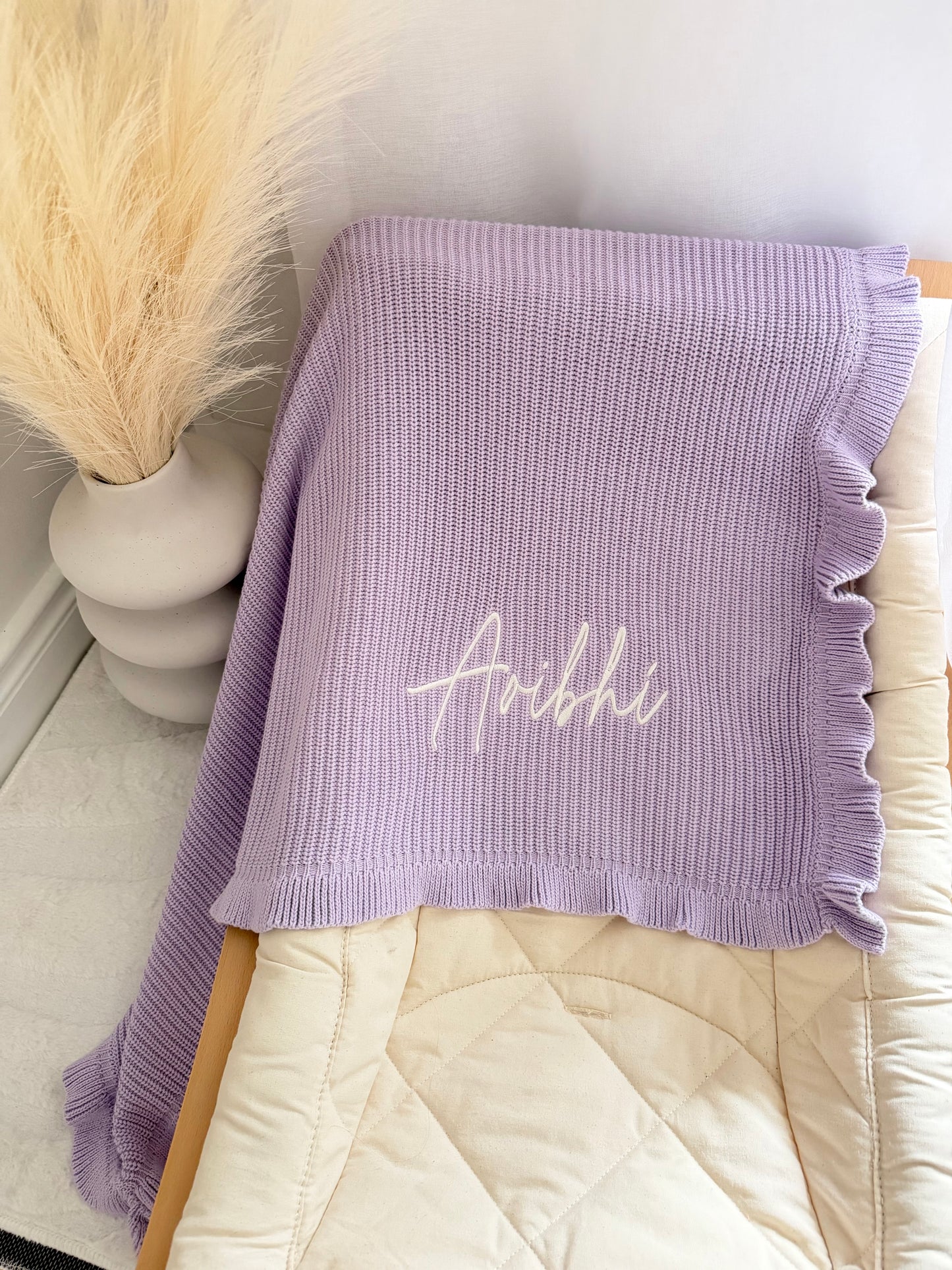 Frill Knit Blanket - Soft Lilac