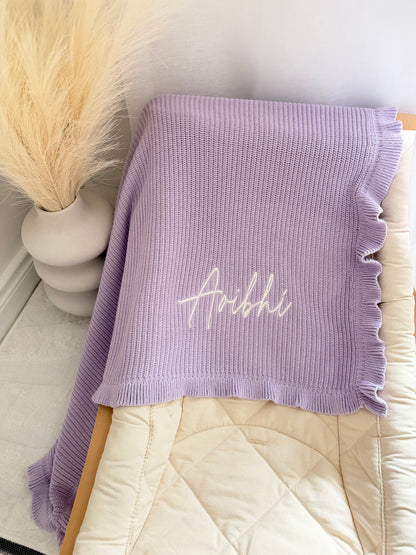 Frill Knit Blanket - Soft Lilac