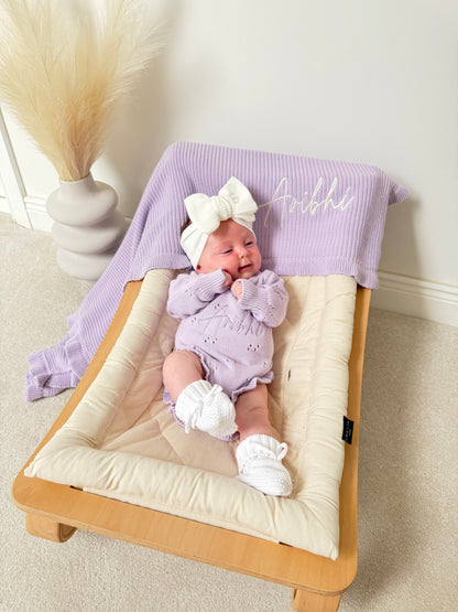 Pointelle Frill Romper - Soft Lilac