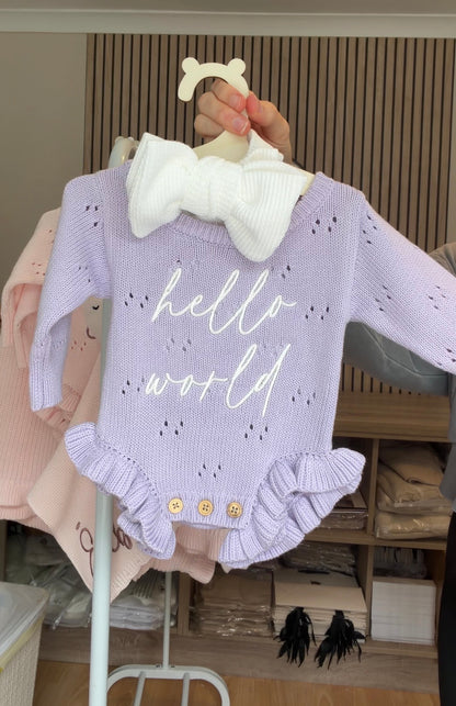 Pointelle Frill Romper - Soft Lilac