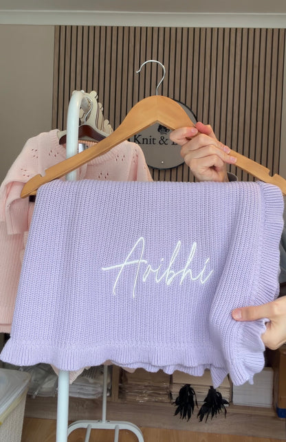 Frill Knit Blanket - Soft Lilac
