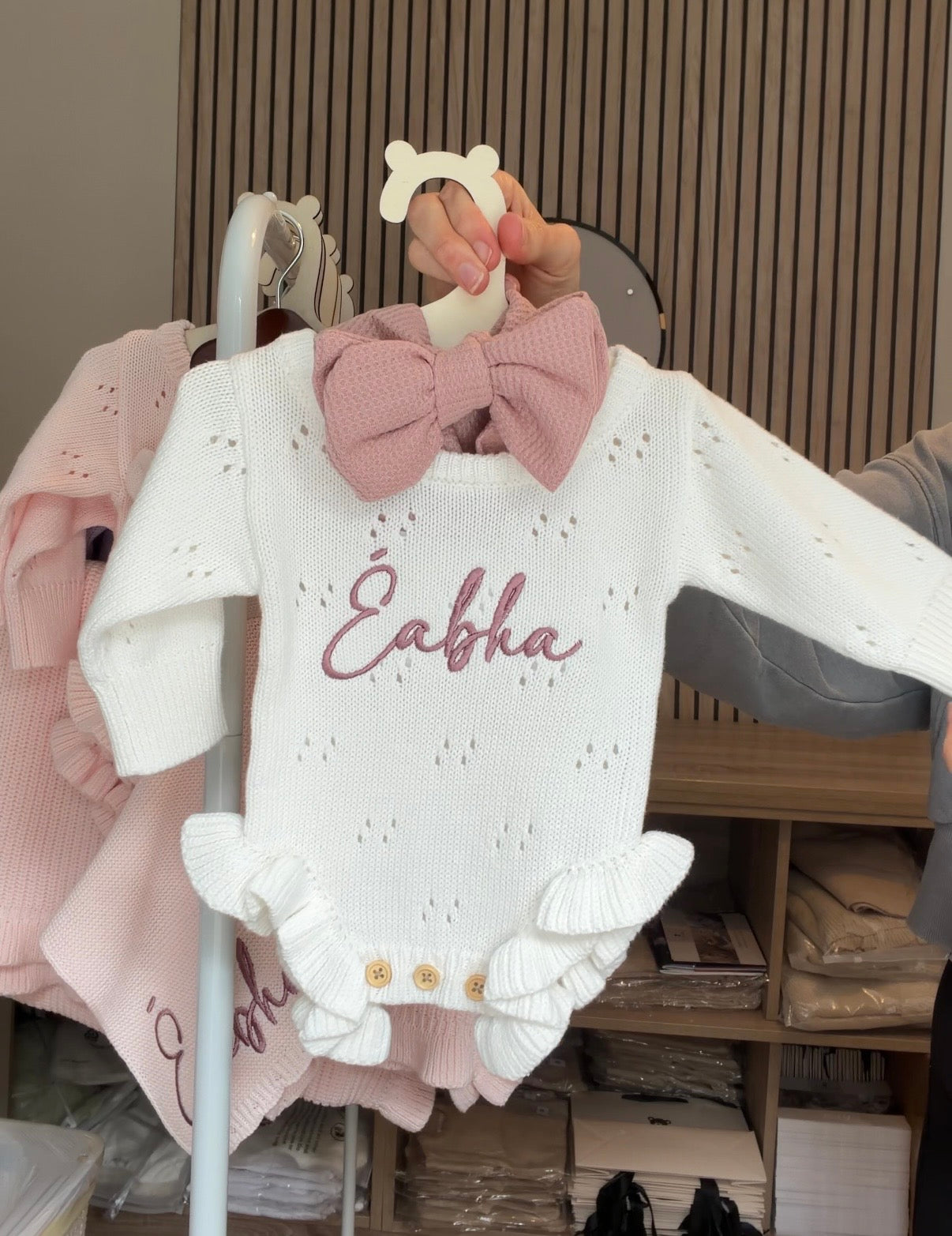Pointelle Frill Romper - Milk White