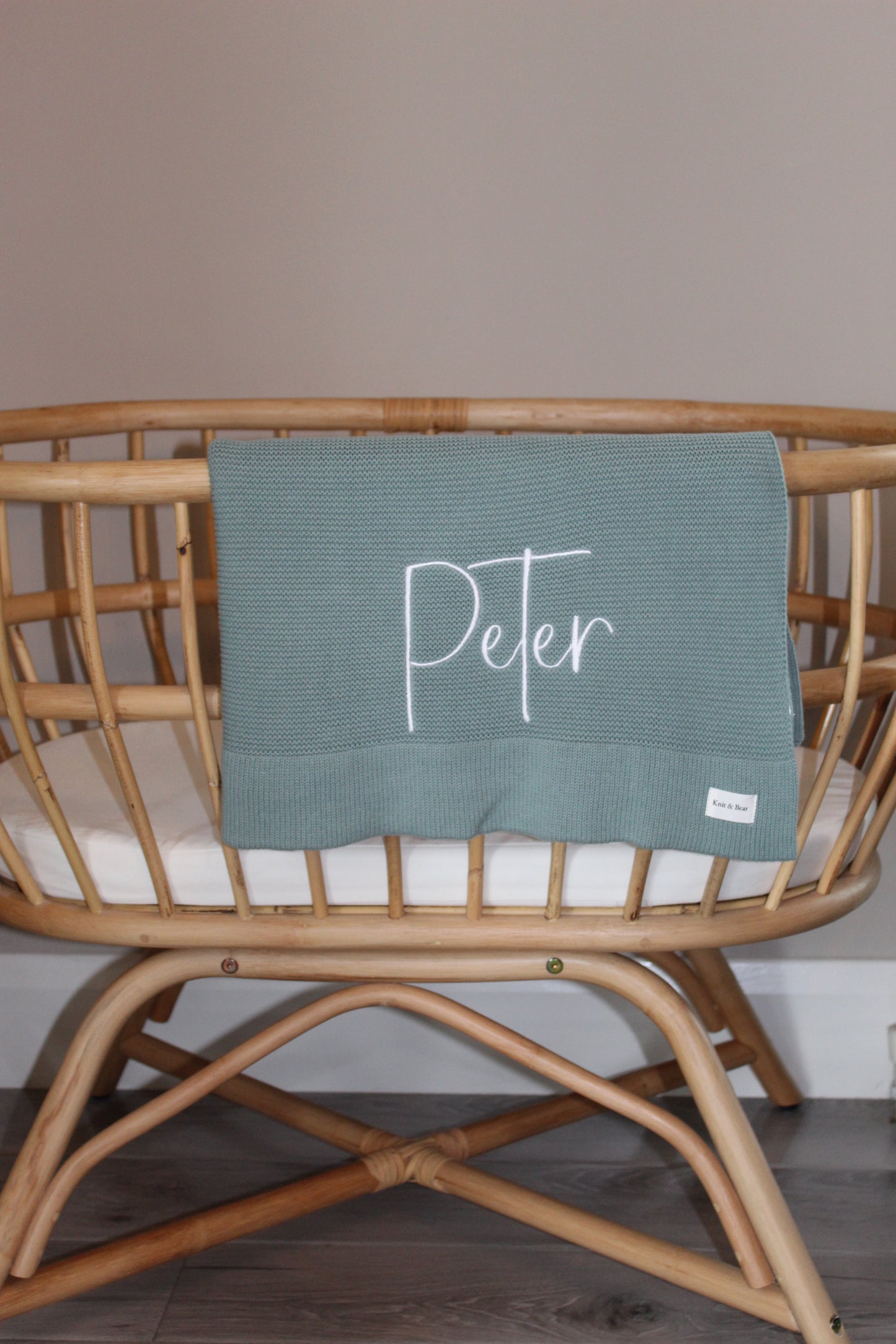 Plain Knit Blanket - Sage