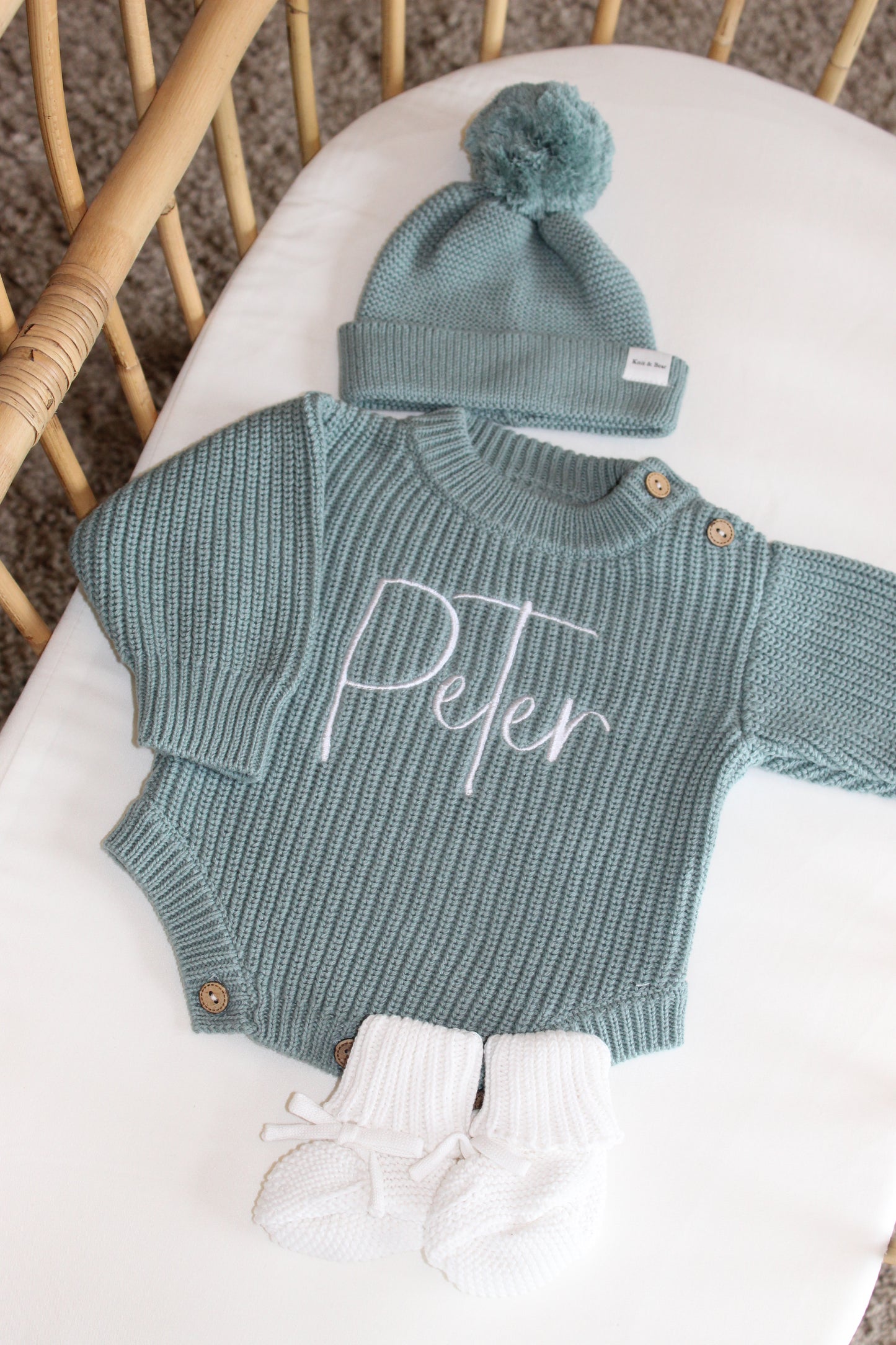 Chunky Knit Romper - Sage