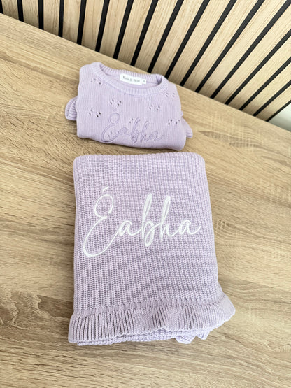 Frill Knit Blanket - Soft Lilac