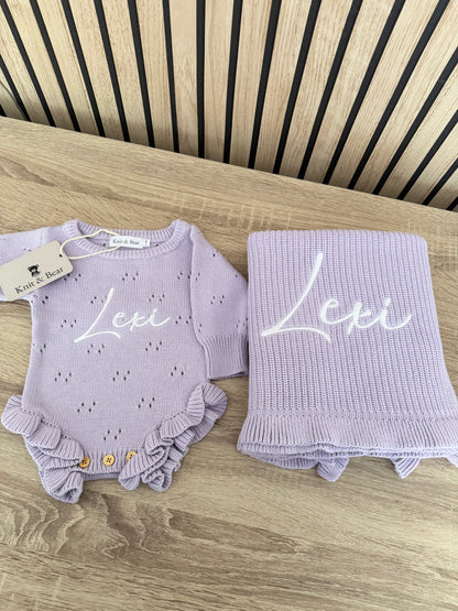 Frill Knit Blanket - Soft Lilac