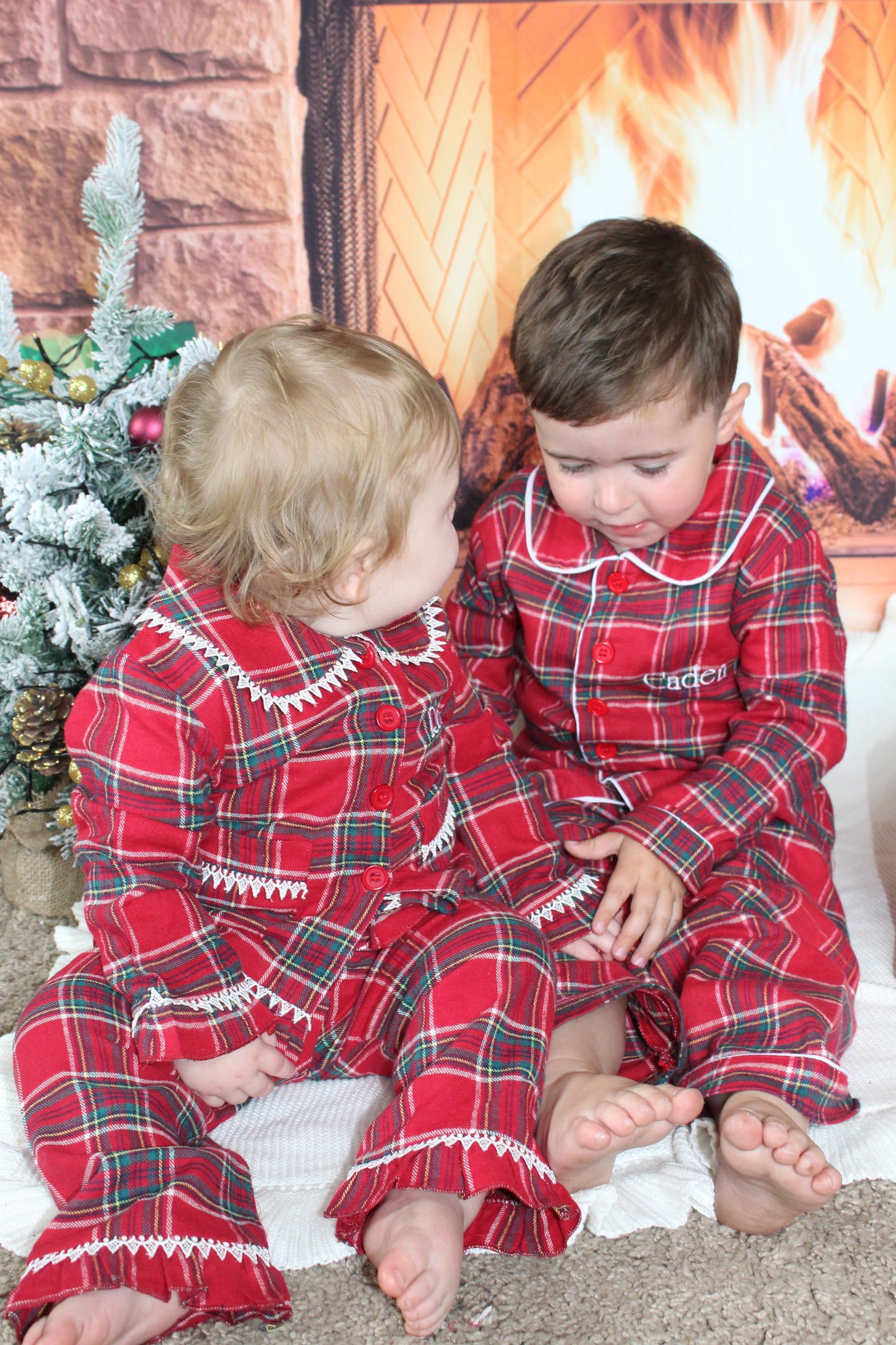 Girls Tartan Christmas Pyjamas