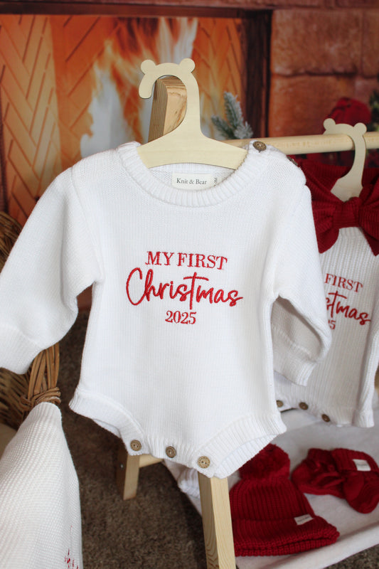 My First Christmas Romper - Flat Knit
