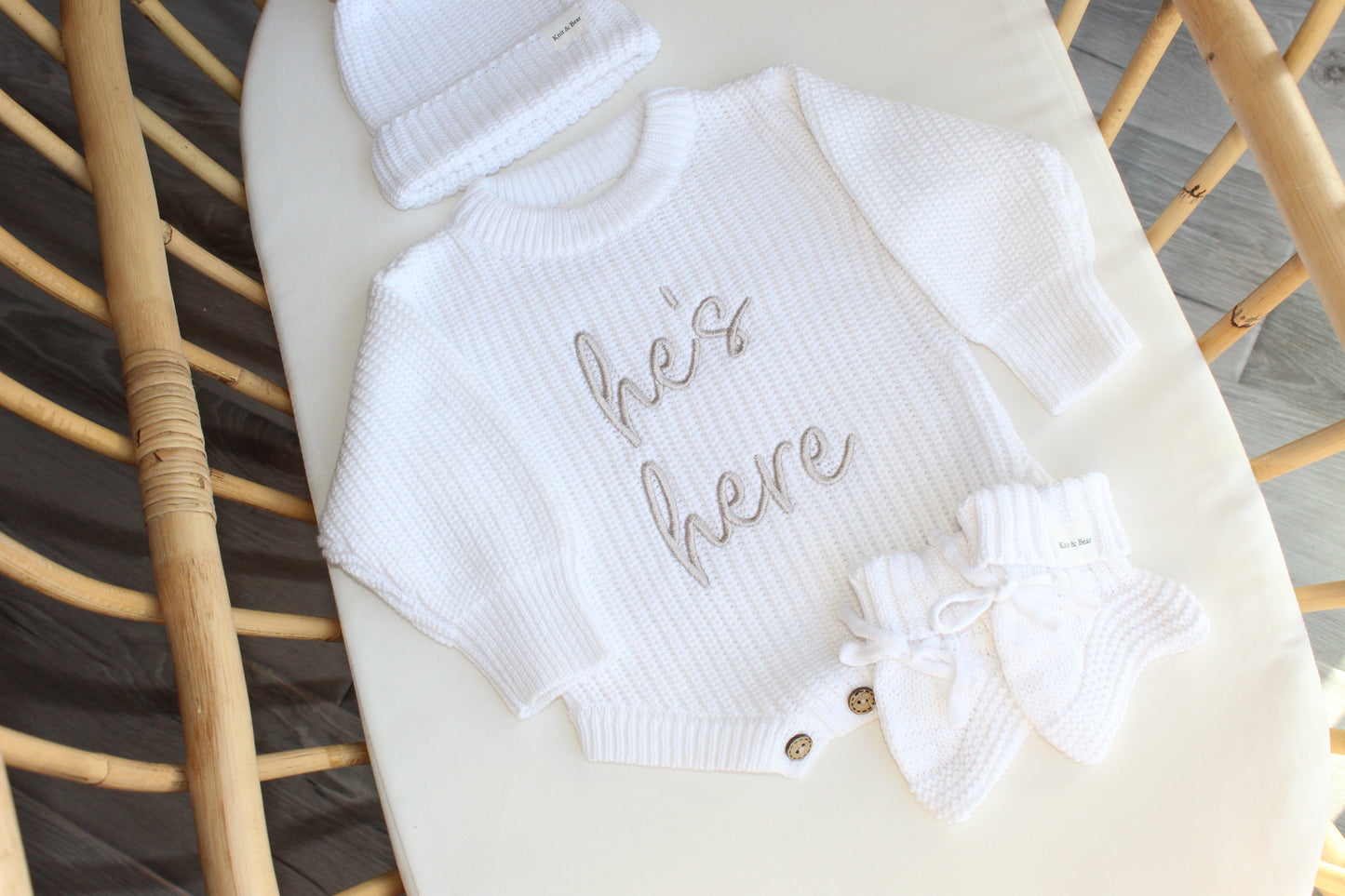 Buttoned Chunky Knit Romper - White