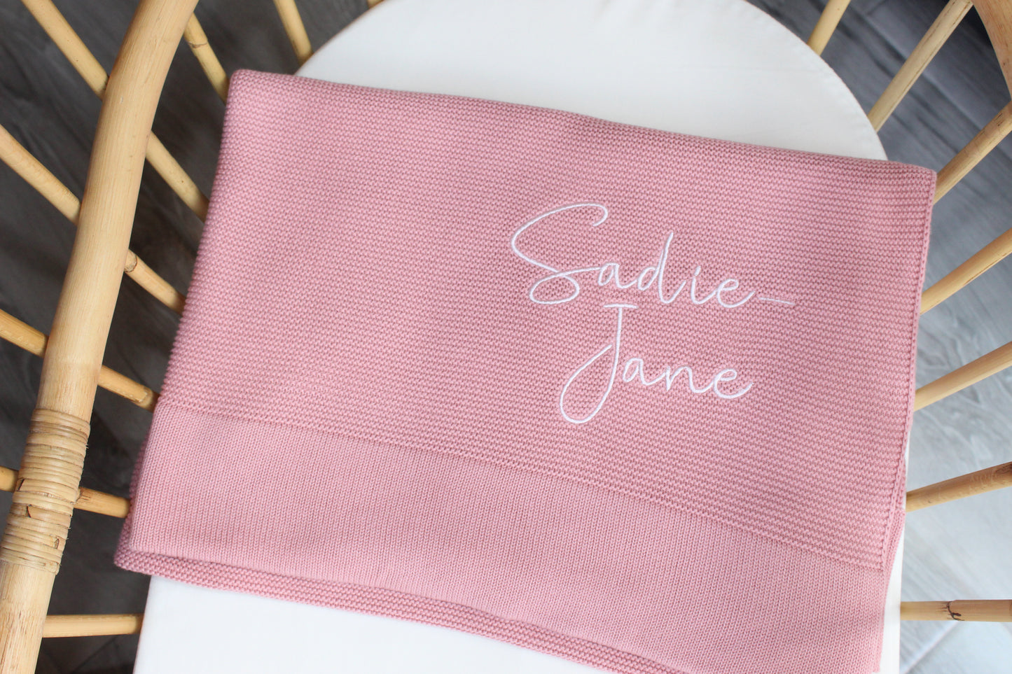 Plain Knit Blanket - Dusky Pink