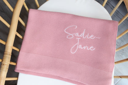Plain Knit Blanket - Dusky Pink