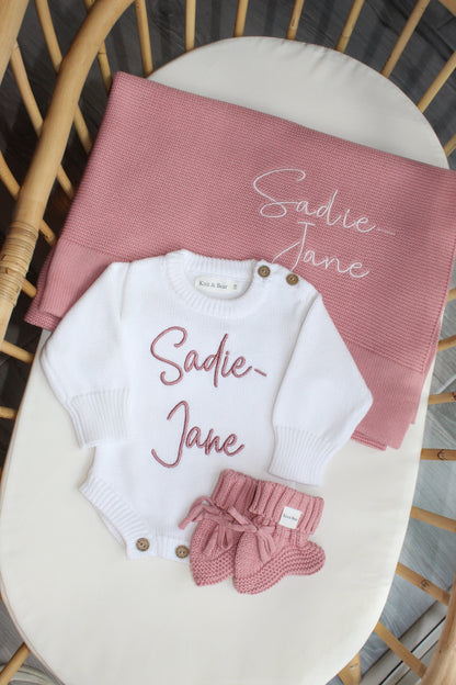 Buttoned Flat Knit Romper - White