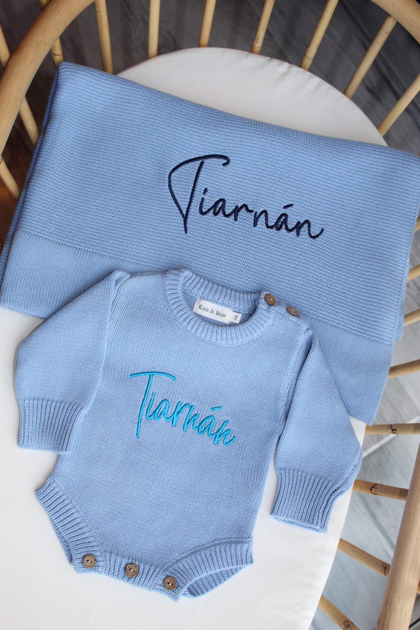 Plain Knit Blanket - Light Blue