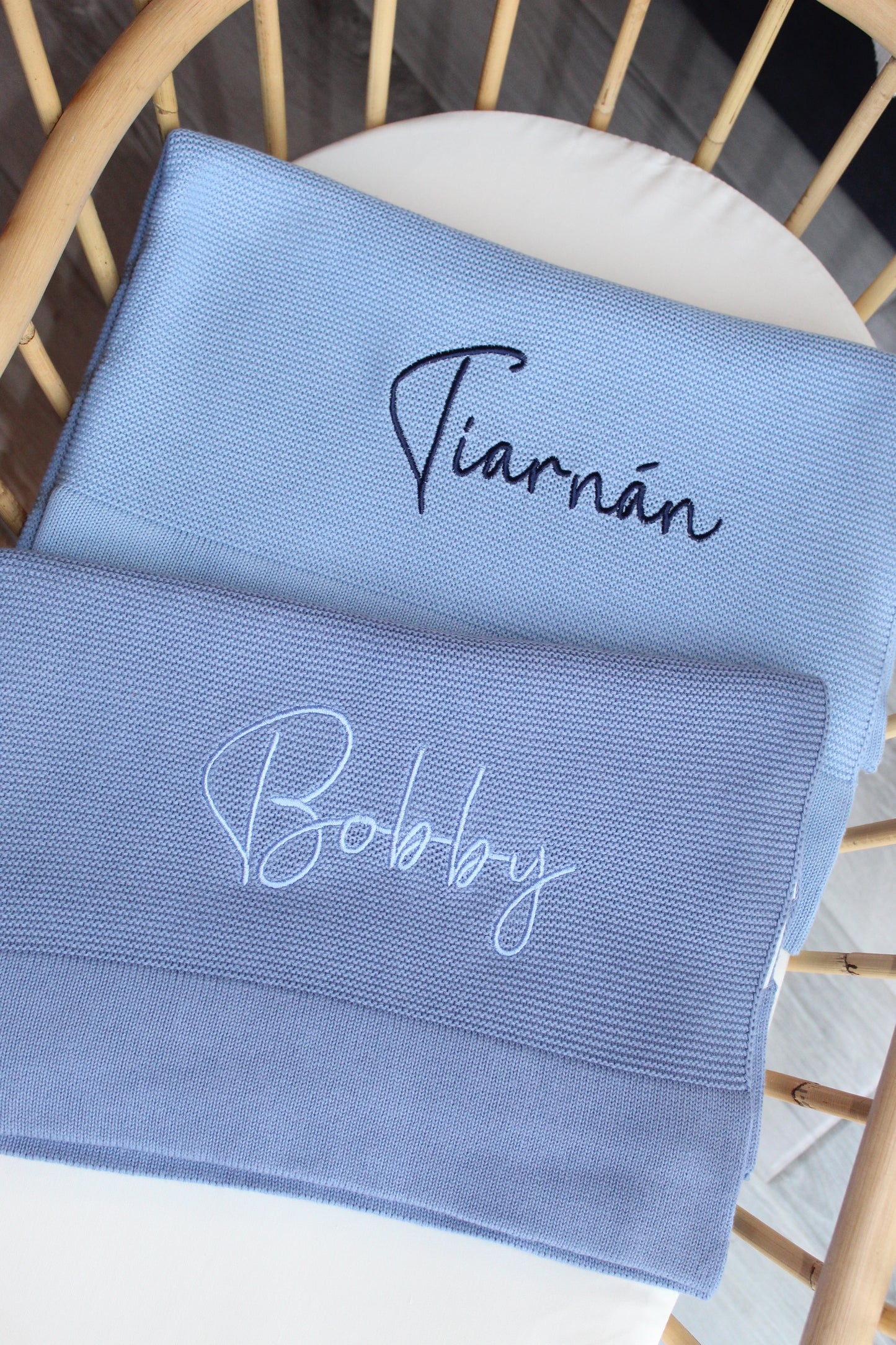 Plain Knit Blanket - Deep Blue