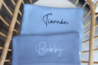 Plain Knit Blanket - Light Blue