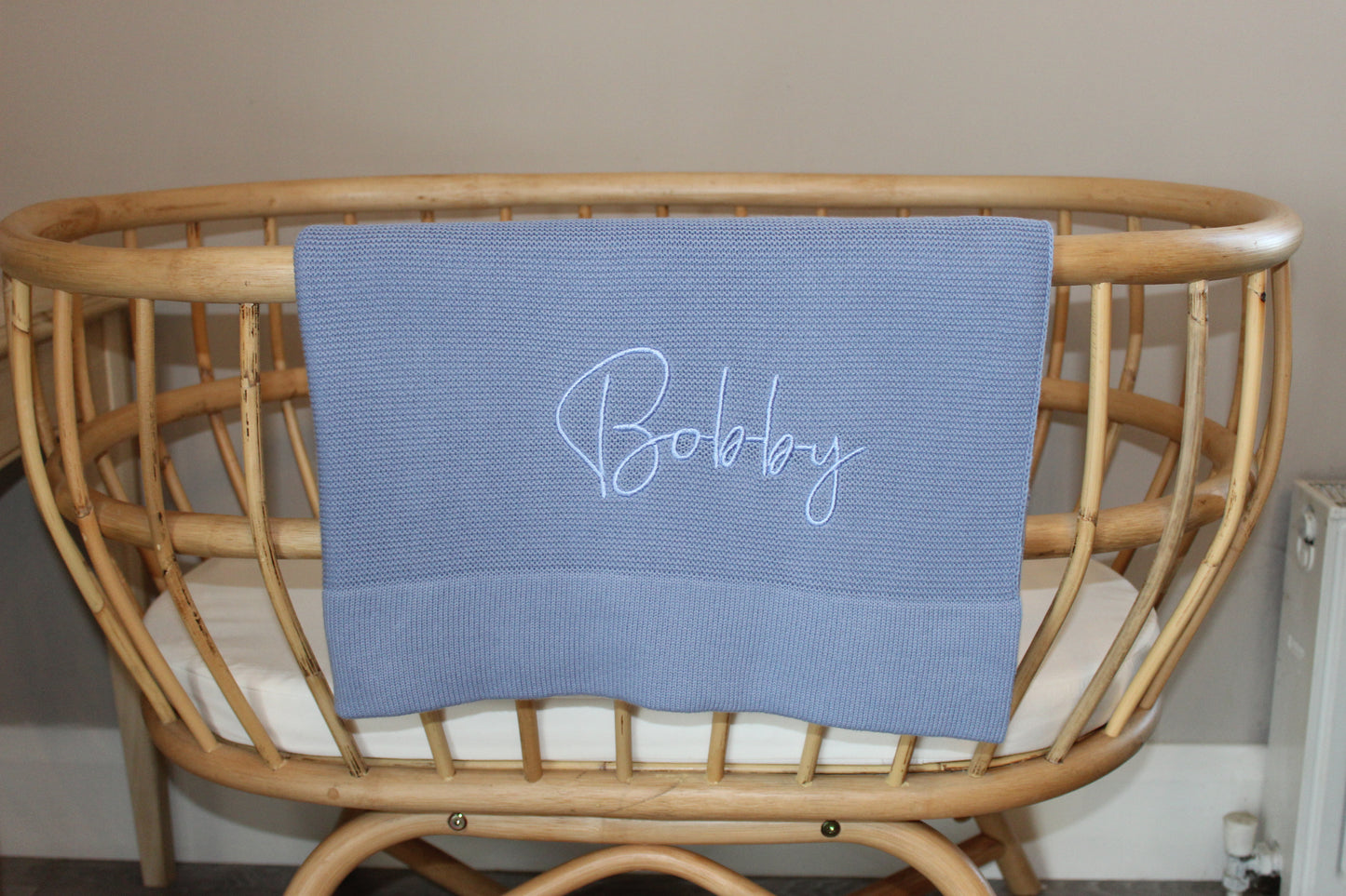 Plain Knit Blanket - Deep Blue