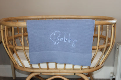 Plain Knit Blanket - Deep Blue