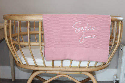 Plain Knit Blanket - Dusky Pink