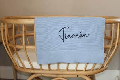 Plain Knit Blanket - Light Blue