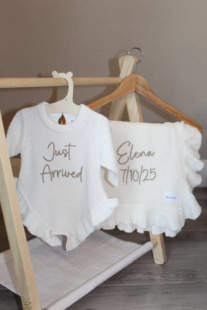 Frill Knit Blanket - Milk White