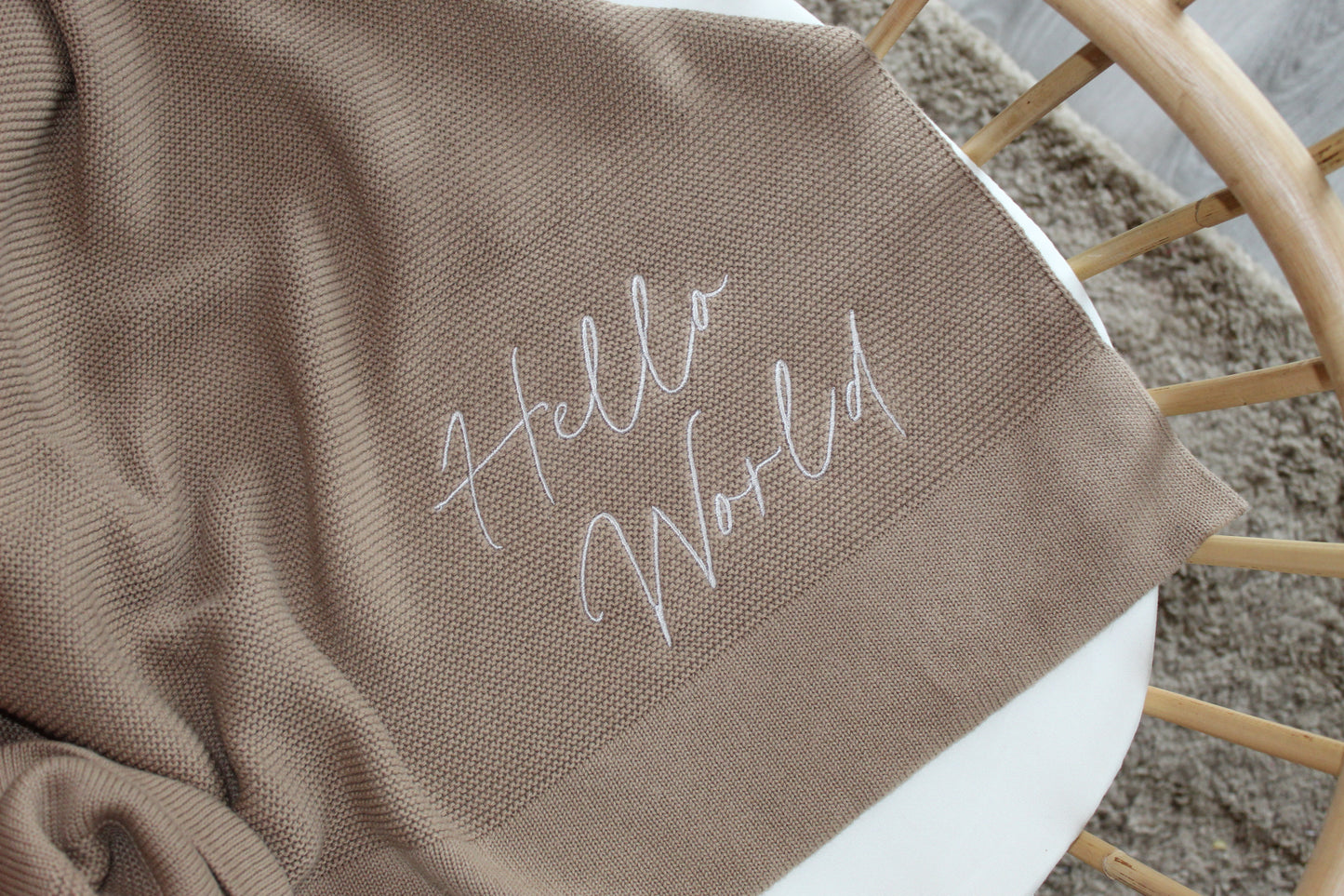 Plain Knit Blanket - Brown