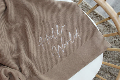 Plain Knit Blanket - Brown