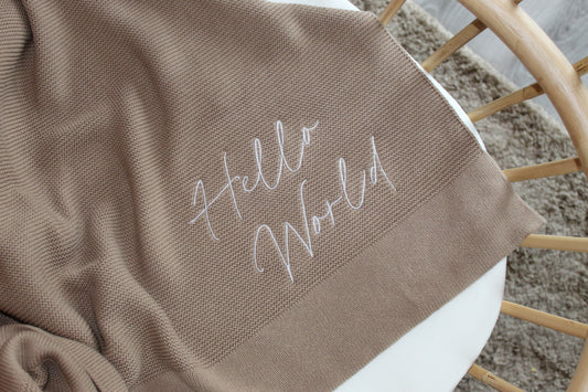 Plain Knit Blanket - Brown