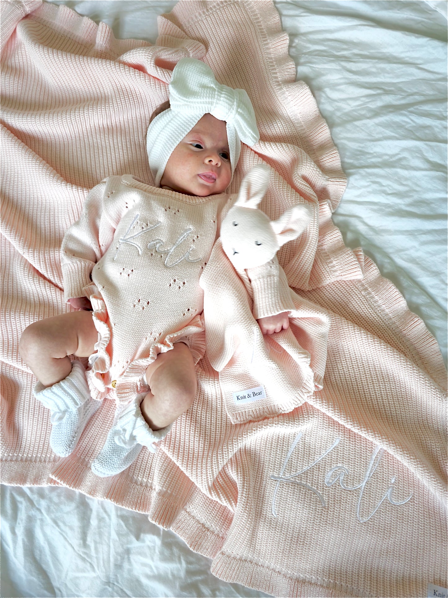Pointelle Frill Romper - Baby Pink