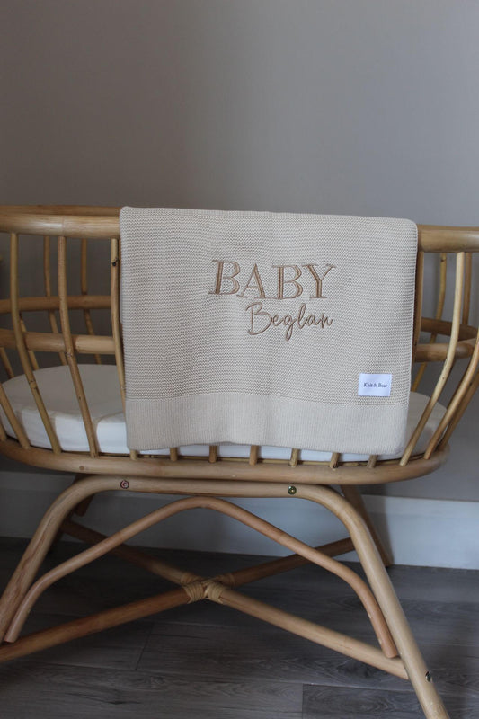 Plain Knit Blanket - Beige