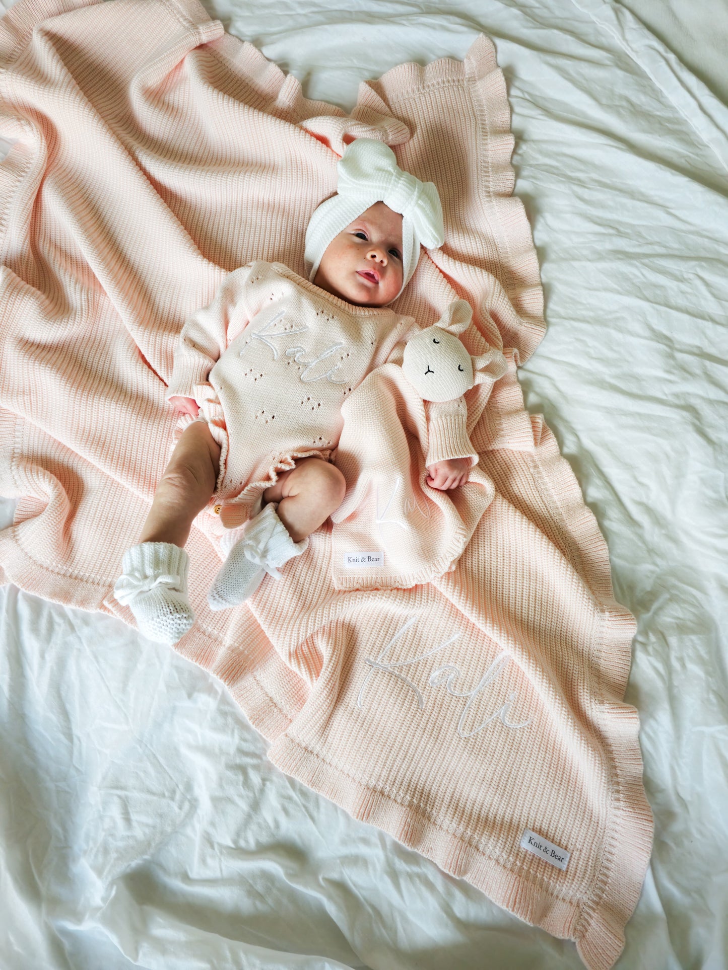 Pointelle Frill Romper - Baby Pink