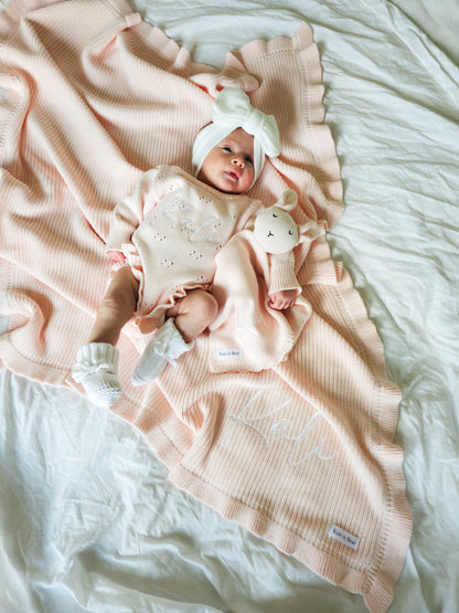 Pointelle Frill Romper - Baby Pink