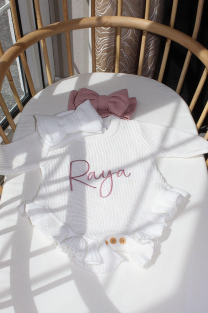Frill Knit Romper - Milk White