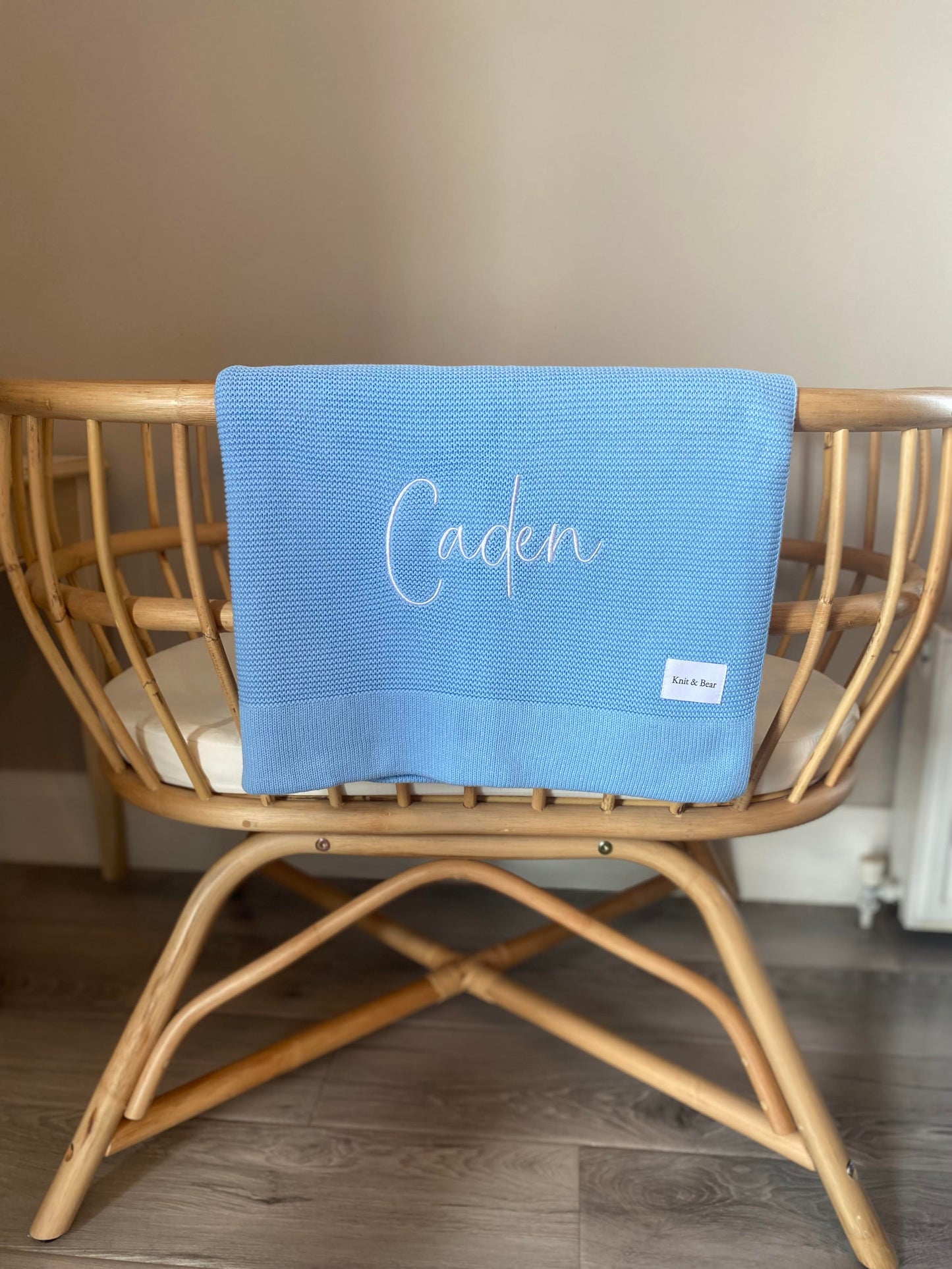 Plain Knit Blanket - Baby Blue