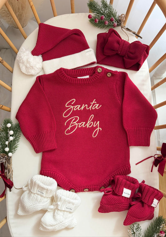 Santa Baby Romper - Deep Red