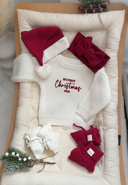 My First Christmas - Chunky Knit Sweater in Milk White