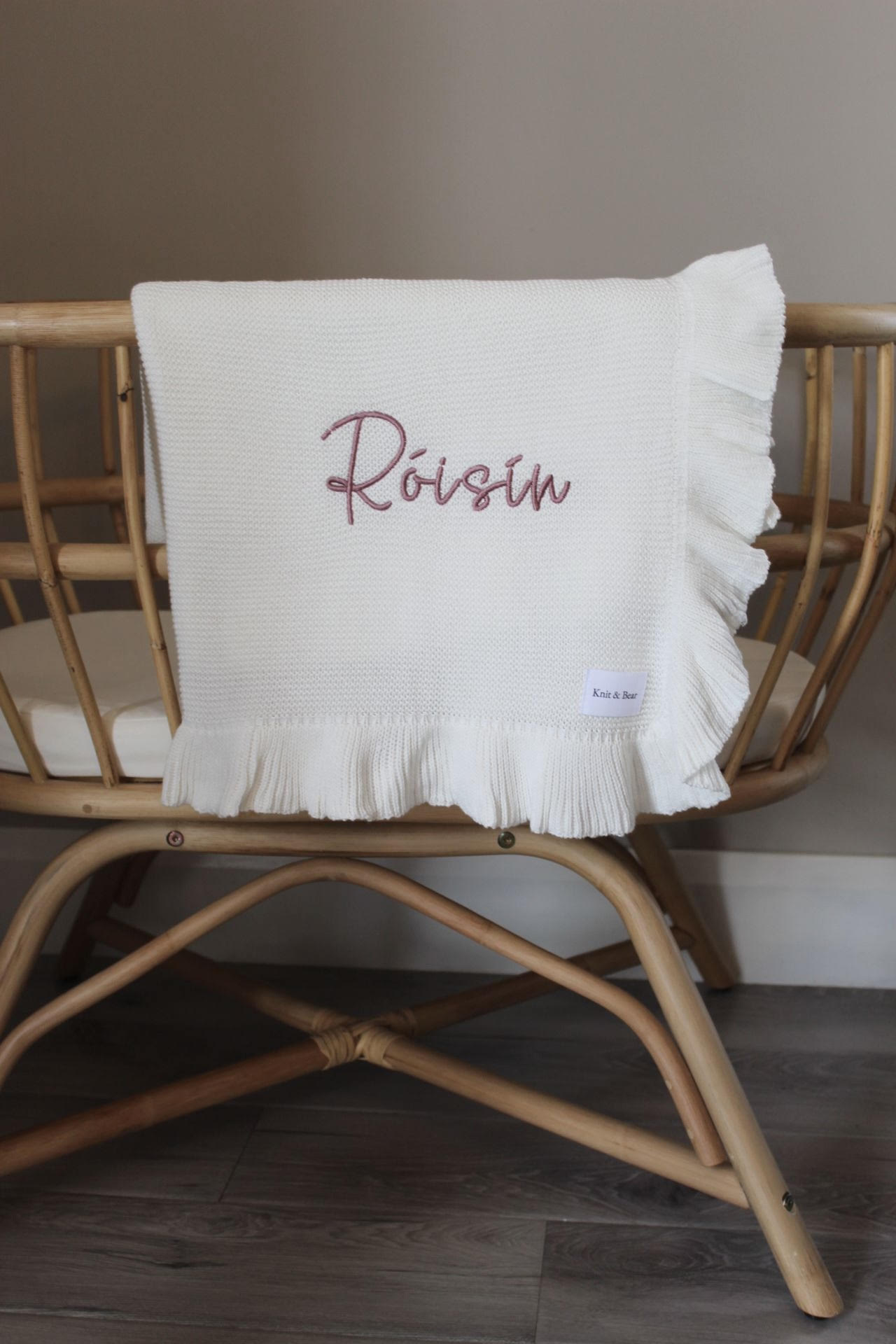 Frill Knit Blanket - White