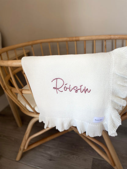 Frill Knit Blanket - Milk White